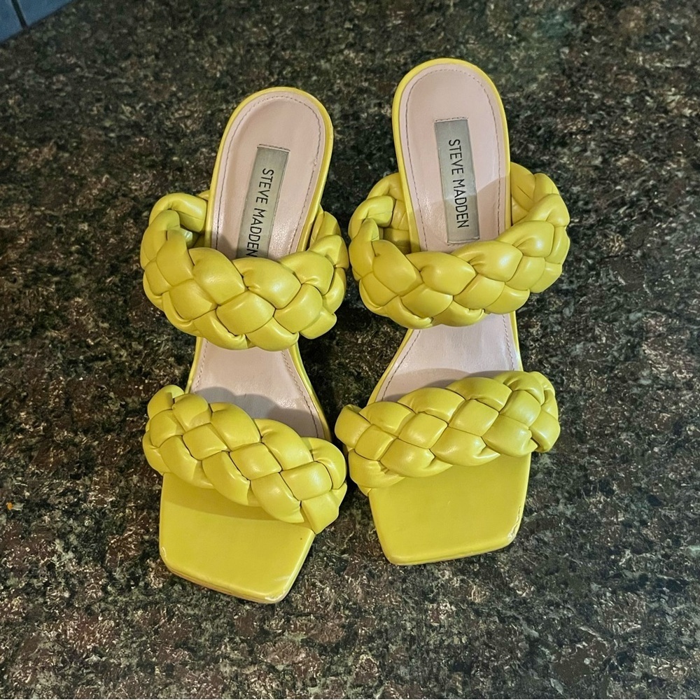 Steve Madden Kenley Citron Braided High Heel Sandals - Picture 2 of 8